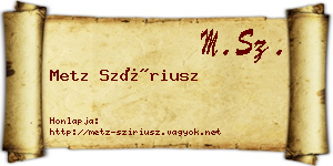 Metz Szíriusz névjegykártya